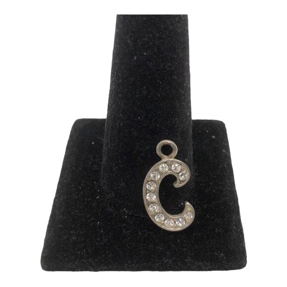 Chic Letter Silver Plated C Design Encrusted With Rhinestones Retro Pendant - Picture 2 of 5